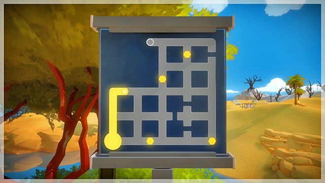 Po prawej zobaczysz kolejne trzy zagadki o rosnącym stopniu trudności - Skała - Solucja The Witness - The Witness - poradnik do gry