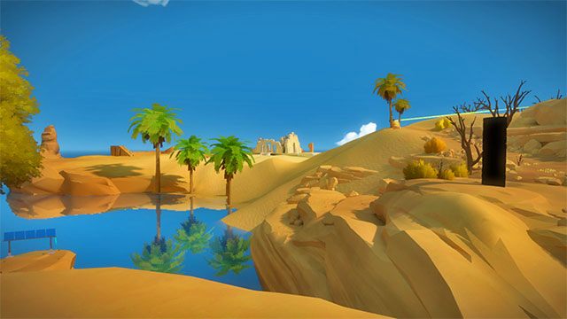 Świątynia znajduje się na lewo od wejścia na skałę - Świątynia słońca - Solucja The Witness - The Witness - poradnik do gry