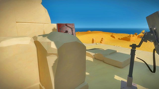 W świątyni znajduje się kilka zestawów łamigłówek, podobnie jak w poprzednich lokacjach połączonych kablem - Świątynia słońca - Solucja The Witness - The Witness - poradnik do gry