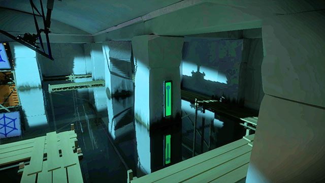 Na poziomie trzecim będziesz musiał wykorzystać nie tylko światło oraz ustawienie względem panelu, ale również poziom wody - Świątynia słońca - Solucja The Witness - The Witness - poradnik do gry