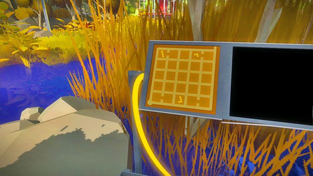 Wejdź na niebieską platformę i idź do kolejnego zestawu zagadek - Bagna - Solucja The Witness - The Witness - poradnik do gry