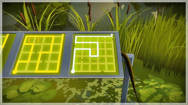 Łamigłówki przed platformą w kształcie litery L, dwie kolejne - Rozwiązania zagadek | Bagna - The Witness - poradnik do gry