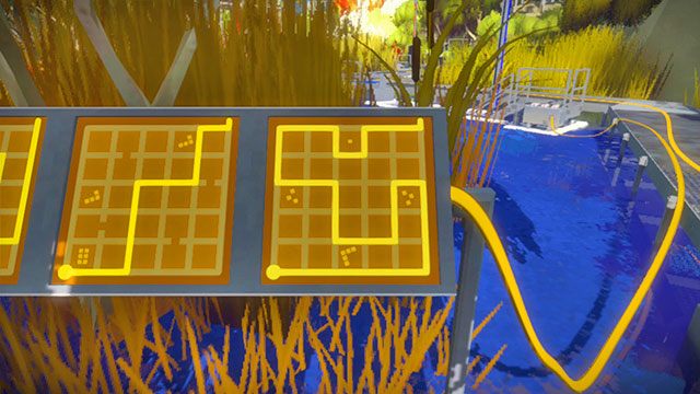 Panele po przemieszczeniu platformy, kolejne dwa - Rozwiązania zagadek | Bagna - The Witness - poradnik do gry