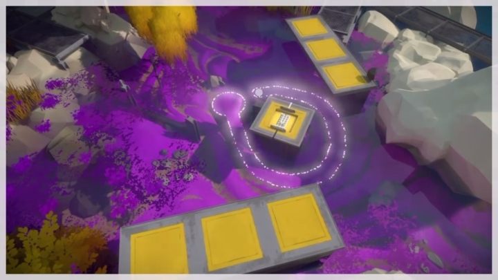 Do rozwiązania pierwszej z zagadek z użyciem tych platform należy doprowadzić do układu platform takiego, jak powyżej - Bagna - Sekrety i znajdźki - The Witness - poradnik do gry