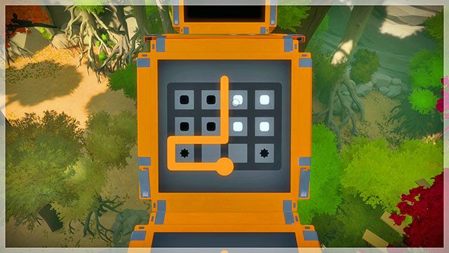 Czwarty most, trzecia łamigłówka - Rozwiązania zagadek - pomarańczowe 1 | Domki na drzewach - The Witness - poradnik do gry