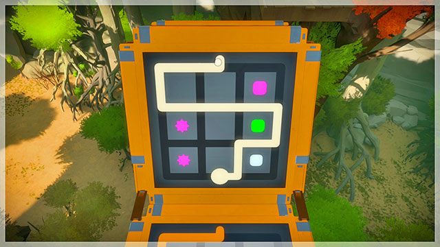 Czwarty most, siódma łamigłówka - Rozwiązania zagadek - pomarańczowe 1 | Domki na drzewach - The Witness - poradnik do gry