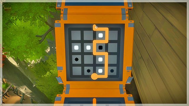 Czwarty most, czternasta łamigłówka - Rozwiązania zagadek - pomarańczowe 1 | Domki na drzewach - The Witness - poradnik do gry