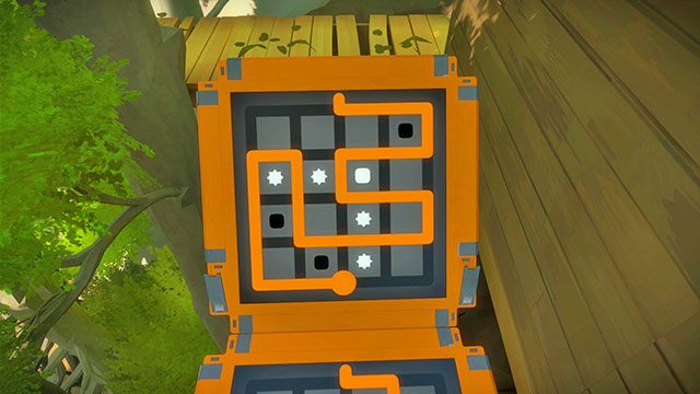 Czwarty most, piętnasta łamigłówka - Rozwiązania zagadek - pomarańczowe 1 | Domki na drzewach - The Witness - poradnik do gry