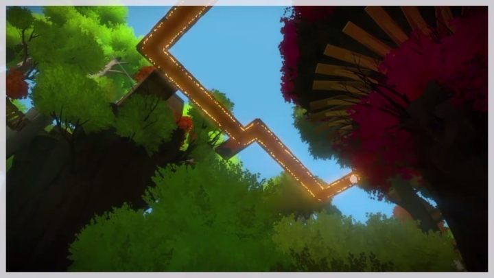 Ta zagadka wymaga odpowiedniego ułożenia kładek - Domki na drzewach - Sekrety i znajdźki - The Witness - poradnik do gry