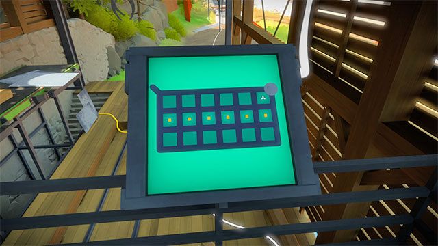 Po lewej znajdziesz jeszcze jedną, ostatnią już zagadkę w tym budynku - Kamieniołom - Solucja The Witness - The Witness - poradnik do gry