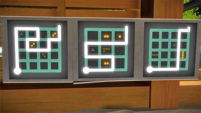 Drugi budynek, pierwszy zestaw łamigłówek na piętrze, pierwsze trzy - Rozwiązania zagadek | Kamieniołom - The Witness - poradnik do gry