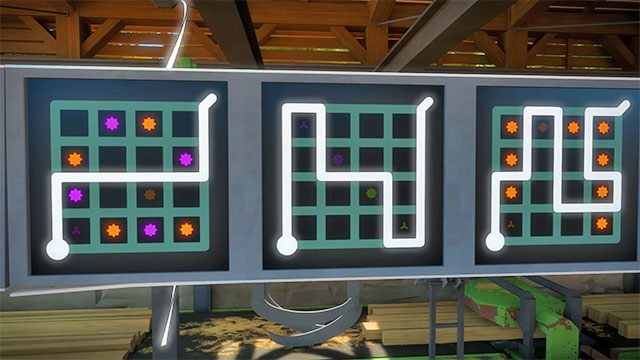 Drugi budynek, drugi zestaw łamigłówek na piętrze, trzy kolejne - Rozwiązania zagadek | Kamieniołom - The Witness - poradnik do gry