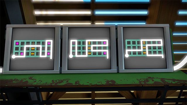 Drugi budynek, trzeci zestaw łamigłówek na piętrze, wszystkie trzy - Rozwiązania zagadek | Kamieniołom - The Witness - poradnik do gry