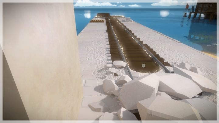 By rozwiązać czwartą trzeba stanąć na górze i uruchomić mechanizm windy wymuszając ruch w dół - Kamieniołom - Sekrety i znajdźki - The Witness - poradnik do gry