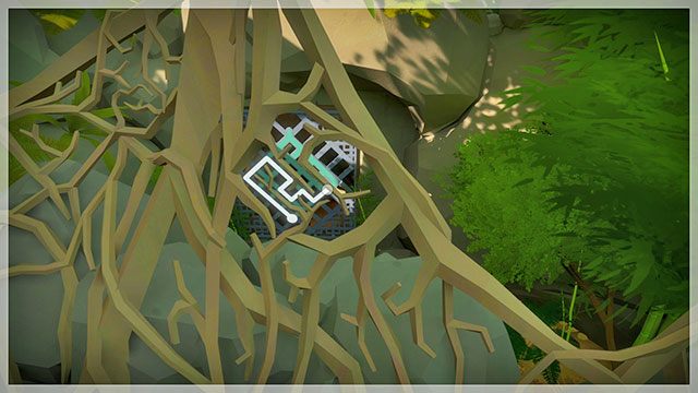 Po odblokowaniu bocznego wejścia na teren kapliczki cofnij się i wejdź na pobliskie skały - Dżungla - Sekrety i znajdźki The Witness - The Witness - poradnik do gry