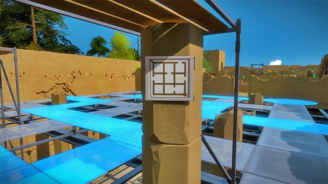 Z kolei na jednej z kolumn przy czwartym labiryncie znajdziesz łamigłówkę ze strzałkami - Zamek - Solucja The Witness - The Witness - poradnik do gry
