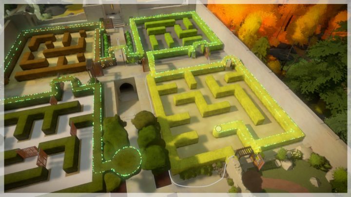 Ta zagadka prezentuje się następująco ze szczytu wieży z laserem - Zamek - Sekrety i znajdźki The Witness - The Witness - poradnik do gry