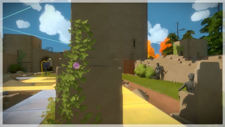 Trzeci audiolog znajduje się tuż za plecami bohatera patrzącego na poprzedni - Zamek - Sekrety i znajdźki The Witness - The Witness - poradnik do gry