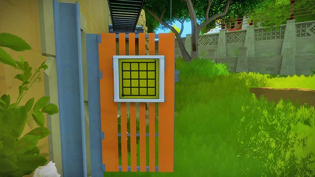 Zagadka na drzwiach wymaga wejścia do budynku - Miasteczko - Solucja The Witness - The Witness - poradnik do gry