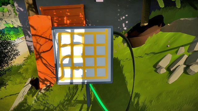 Kolejna zagadka wymaga poprowadzenia promienia na podstawie cienia - Miasteczko - Solucja The Witness - The Witness - poradnik do gry