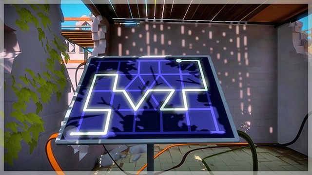Panel z trzema rozwiązaniami, pierwsze - Rozwiązania zagadek | Miasteczko - The Witness - poradnik do gry