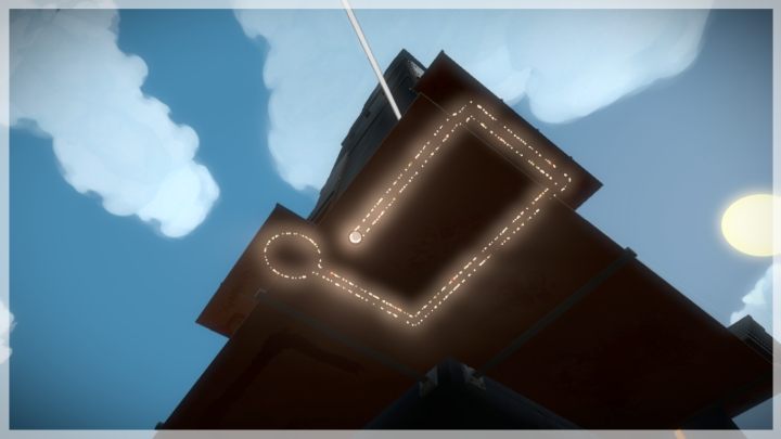 Ostatnia z zagadek wymagających patrzenia w górę, na podesty - Miasteczko - Sekrety i znajdźki - The Witness - poradnik do gry