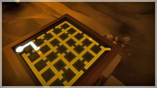 Przy kolejnym zadaniu musisz wytyczyć ścieżkę w taki sposób, by po drodze zaznaczyć dwa punkty - Wyzwanie | Dodatkowe sekrety - The Witness - poradnik do gry