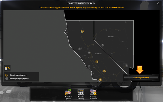 Zatrudnienie pracownika odbywa się z głównego panelu sterowania grą - Zatrudnianie pracowników w American Truck Simulator | Pracownicy - American Truck Simulator - poradnik do gry