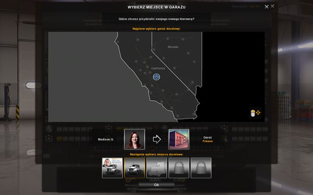 Tak jak w przypadku nowo zakupionej ciężarówki musisz wyznaczyć kierowcy jego miejsce w garażu - Właściciel wieloosobowej firmy w American Truck Simulator | Kariera - American Truck Simulator - poradnik do gry