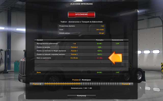 Podczas wykonywania zlecenia pamiętaj, że uszkodzenie ładunku zmniejsza twój przychód - Anulowanie zlecenia i kary w American Truck Simulator | Rynek pracy - American Truck Simulator - poradnik do gry