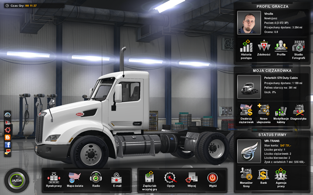 W grze wszystkim sterujesz za pomocą panelu, który pojawia się po wciśnięciu klawisza [Escape] - Główny panel sterownia | Interfejs w American Truck Simulator - American Truck Simulator - poradnik do gry