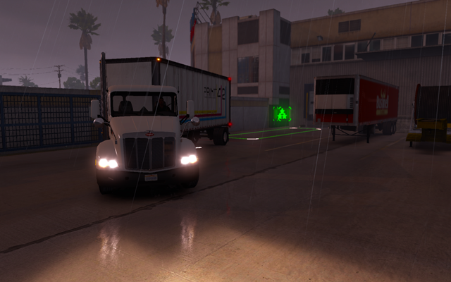 Gdy naczepa skręci już wystarczająco kontruj skręcając kierownicę w drugą stronę w celu wyprostowania całego składu - Parkowanie naczepy w American Truck Simulator | Przemierzanie Stanów ciężarówką - American Truck Simulator - poradnik do gry