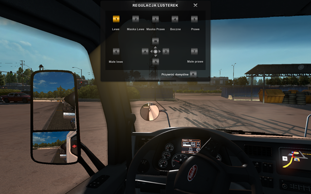 W głównym panelu w dziale moja ciężarówka jest opcja modyfikacje kabiny - Regulacja lusterek, świateł oraz fotela | Przemierzanie Stanów ciężarówką - American Truck Simulator - poradnik do gry