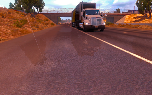 W grze czasami zamiast rażącego słońca możesz natrafić na deszcz - Warunki atmosferyczne | Przemierzanie Stanów ciężarówką - American Truck Simulator - poradnik do gry