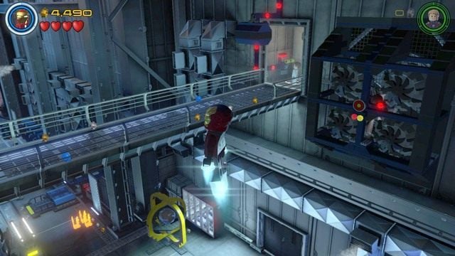 Będąc w miejscu, w którym rozpocząłeś misję wzleć w powietrze i strzel do widocznej na obrazku tarczy po prawej stronie - Minizestawy | Loki, pierwsze kroki - sekrety | LEGO Marvels Avengers - LEGO Marvels Avengers - poradnik do gry