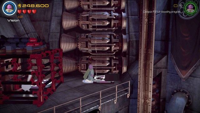 Podczas akcji w fortecy, wzleć w powietrze i skieruj się na lewą stronę od laserowej blokady przejścia - Postacie | Kolej na Hydrę - sekrety | LEGO Marvels Avengers - LEGO Marvels Avengers - poradnik do gry