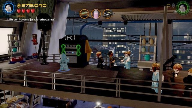 Podejdź Ultronem do pokazanego na obrazku miejsca i wyrwij zielone zaczepy by odsłonić generator - Minizestawy | Bez sznurków nie jest źle - sekrety | LEGO Marvels Avengers - LEGO Marvels Avengers - poradnik do gry