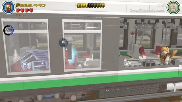 Podczas akcji w pociągu przejdź na lewą stronę gdzie znajdziesz srebrne barierki - Minizestawy | Koreańska kabała kolejowa - sekrety | LEGO Marvels Avengers - LEGO Marvels Avengers - poradnik do gry