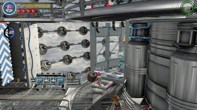 Podejdź do lewej strony, pod pierwszą dźwignią, a dotrzesz do miejsca pokazanego na obrazku - Minizestawy | Wizja do rewizji - sekrety | LEGO Marvels Avengers - LEGO Marvels Avengers - poradnik do gry