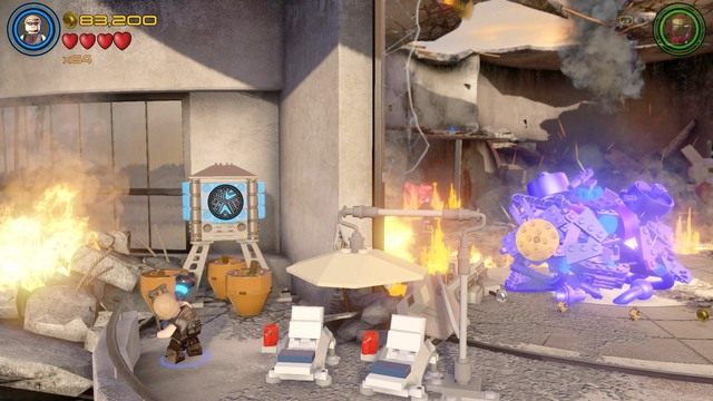 Zmień postać na Hawkeyea i podejdź do lewej strony gdzie znajdziesz szklaną osłonę - Minizestawy | A.I.M. nic się nie IMA - sekrety | LEGO Marvels Avengers - LEGO Marvels Avengers - poradnik do gry