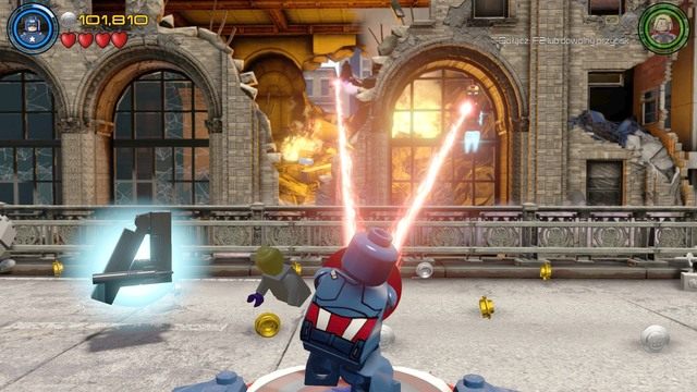 Po przejściu dalej zauważysz czerwony samochód - Mściciele do boju | Opis przejścia | LEGO Marvels Avengers - LEGO Marvels Avengers - poradnik do gry