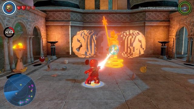 Wleć na wieżę i zniszcz złoty posąg za pomocą lasera Iron Mana - Złote klocki | Asgard - sekrety | LEGO Marvels Avengers - LEGO Marvels Avengers - poradnik do gry