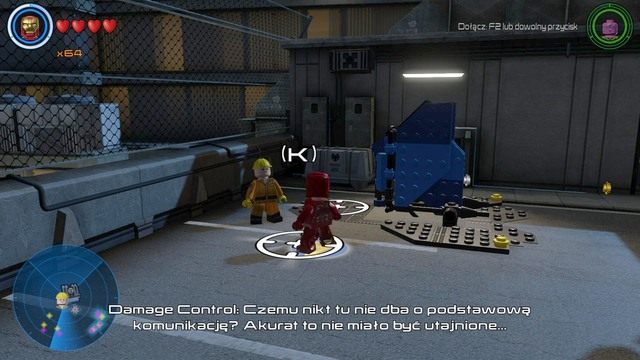 Podejdź do lewej strony placówki gdzie znajdziesz Damage Control - Zadania poboczne | Baza S.H.I.E.L.D. - sekrety | LEGO Marvels Avengers - LEGO Marvels Avengers - poradnik do gry