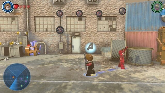 Korzystając z Hawkeyea podejdź do prawej strony lokacji i strzel do pięciu zaczepów widocznych na obrazku - Postacie | Południowa Afryka - sekrety | LEGO Marvels Avengers - LEGO Marvels Avengers - poradnik do gry