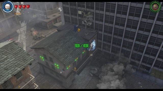 Korzystając z Quicksilvera, użyj platformy i rozpędź się by aktywować wszystkie przełączniki i otworzyć pojemnik na dachu, który zawiera żeton postaci - Spitfire - Postacie | Sokovia - sekrety | LEGO Marvels Avengers - LEGO Marvels Avengers - poradnik do gry