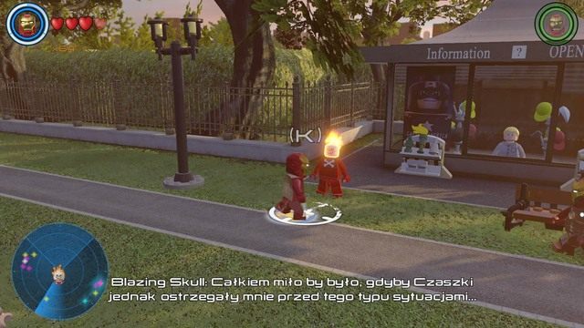 Porozmawiaj z Blazing Skullem, który stoi po prawej stronie lokacji i weź od niego zadanie - Zadania poboczne | Waszyngton - sekrety | LEGO Marvels Avengers - LEGO Marvels Avengers - poradnik do gry