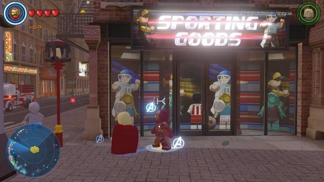 Po dotarciu do Chinatown podejdź do widocznej na obrazku miejsca i przeskanuj teren za pomocą Iron Mana - Złote klocki | Północny Manhattan - sekrety | LEGO Marvels Avengers - LEGO Marvels Avengers - poradnik do gry