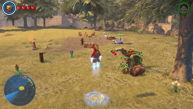 W parku niedaleko bazy Avengers znajdziesz zakryty roślinami pojemnik - Złote klocki | Południowy Manhattan - sekrety | LEGO Marvels Avengers - LEGO Marvels Avengers - poradnik do gry