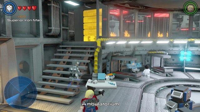 W ambulatorium znajdziesz miejsce pokazane na obrazku - Złote klocki | Helicarrier S.H.I.E.L.D. - sekrety | LEGO Marvels Avengers - LEGO Marvels Avengers - poradnik do gry