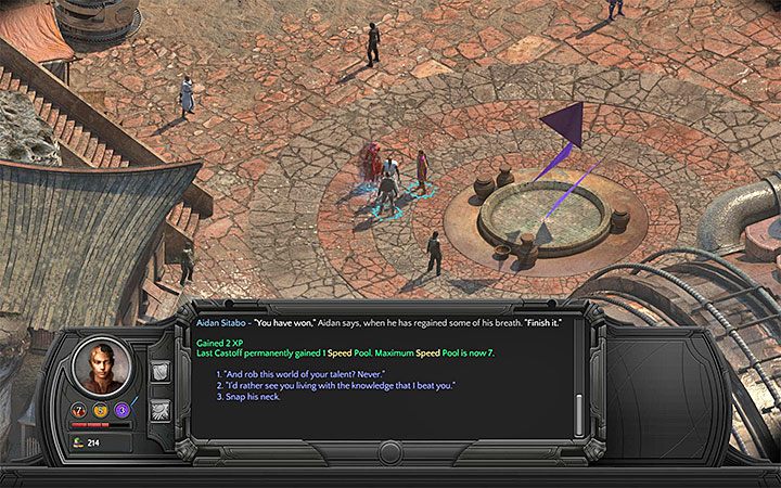 Po wygranym pojedynku możesz zabić Sitabo, by zdobyć kolejną stałą premię do statystyk (trzecia opcja dialogowa) - Mapa Skraju Klifu (Cliffs Edge) - M6 | Torment Tides of Numenera - Torment: Tides of Numenera - poradnik do gry